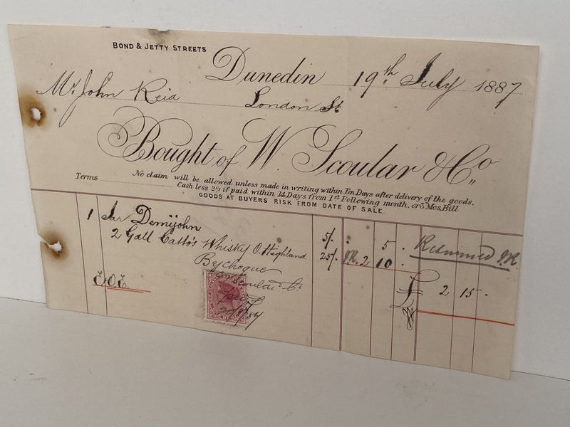 ANTIQUE INVOICE: W. Scoular & Co, Dunedin 1887 (135yo) Carousel 2