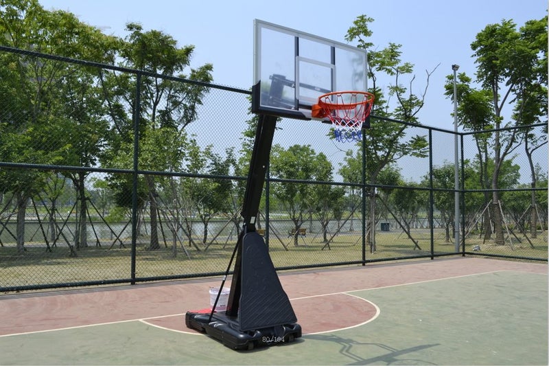 Deluxe Adjustable Portable Basketball Hoop/Stand with Tempered Glass backboard Carousel 1