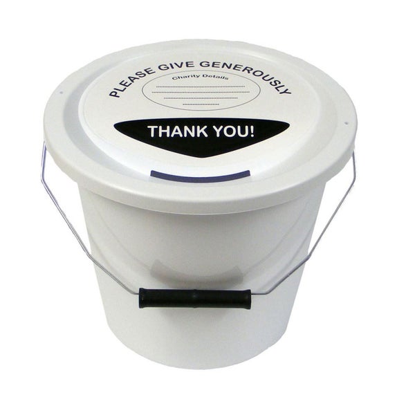Charity Money Collection Bucket 5 Litres - White Carousel 1