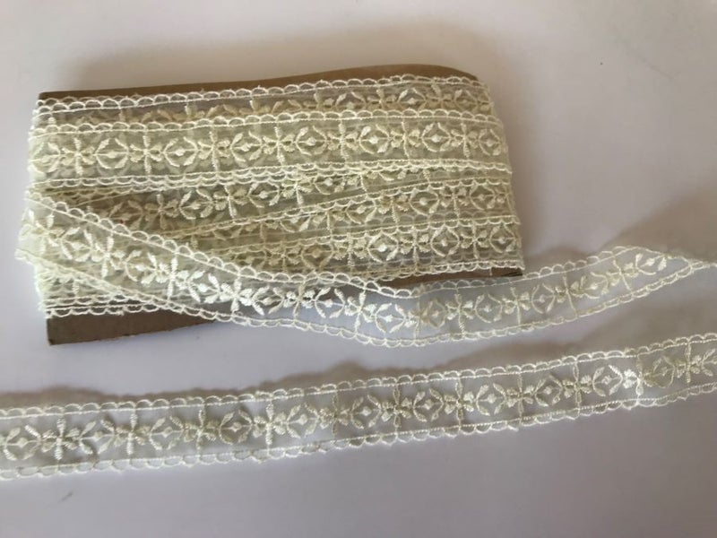 Ivory sheer Tulle Lace 2cm width by the metre Carousel 2