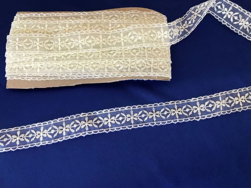 Ivory sheer Tulle Lace 2cm width by the metre Carousel 3
