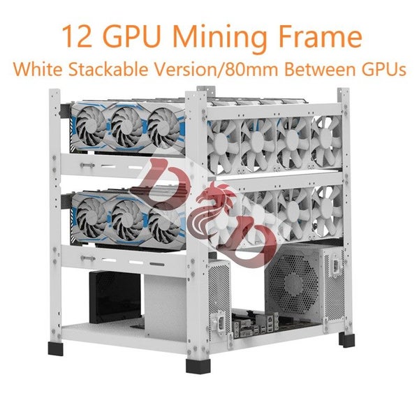 12 GPU Miner/Mining Rig Frame/Case/Rack Dual Power Supply For Crypto Currency Carousel 1