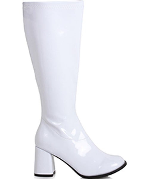 White Patent Wide Fit Go Go Womens Boots Carousel 1