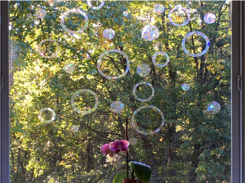 2Set Suncatcher Window Sticker Window Clings Static Window Decal Ring and Cat Carousel 2