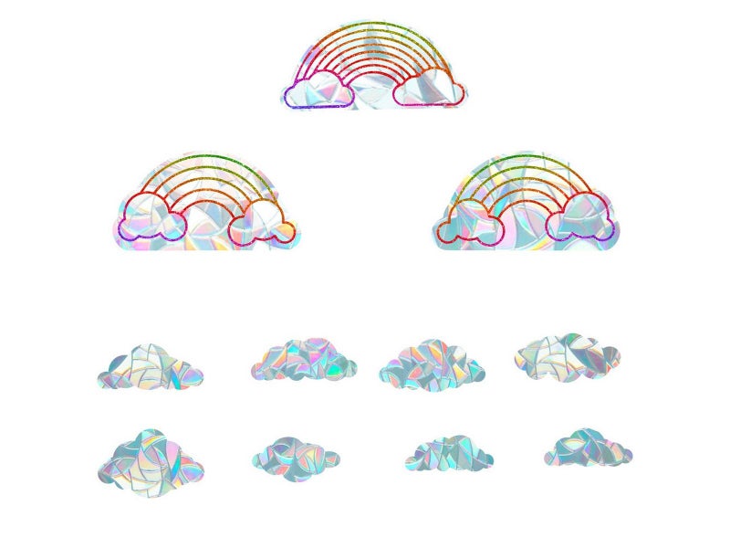 2Set Suncatcher Window Sticker Window Clings Static Window Decal Rainbow Cloud Carousel 1