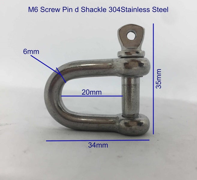 5 Pieces M6 Screw Pin d Shackles 304SS (Price Match Guarantee) Carousel 2