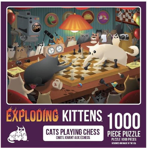 Exploding Kittens Cats Playing Chess Jigsaw Puzzle, 1000 Piece Carousel 1