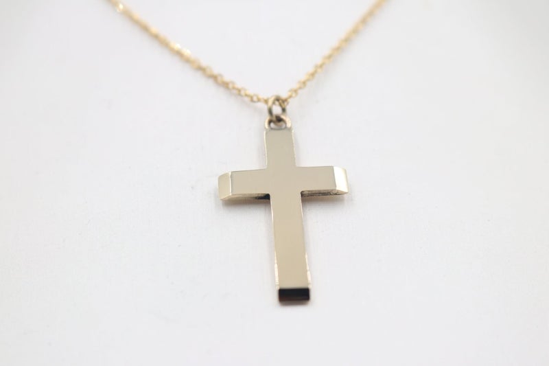 9ct Gold Solid Cross Pendent Carousel 1