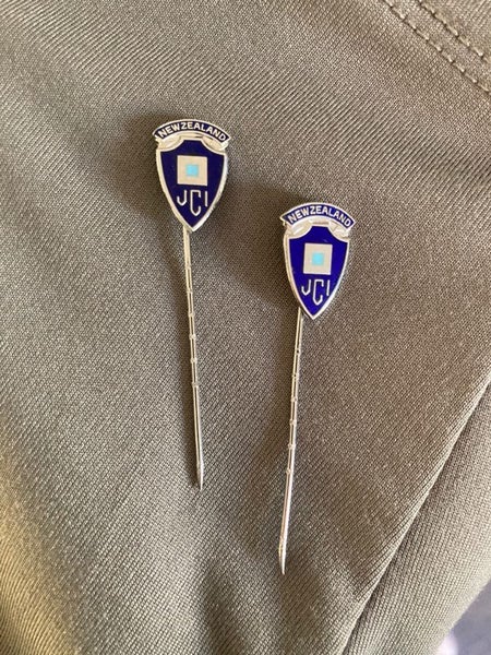 2 x vintage JCI New Zealand lapel pins Carousel 1