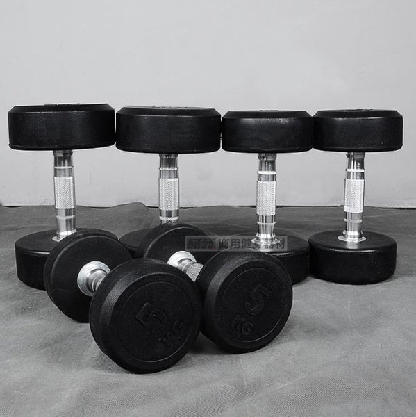 2 x 10kg Rubber Round Dumbbells sets Carousel 1