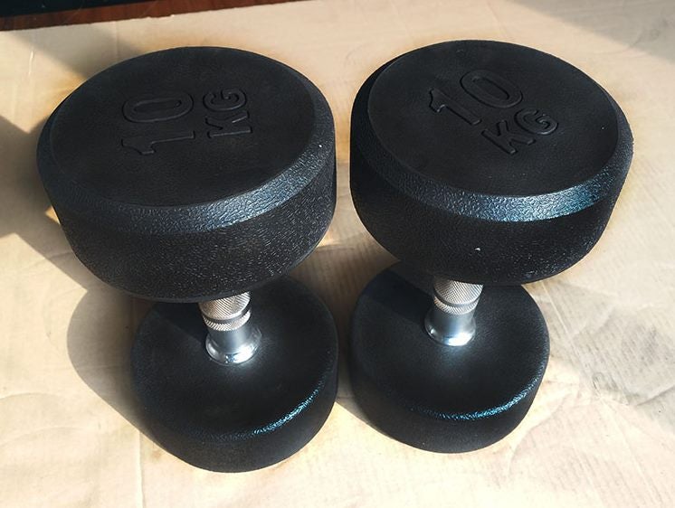 2 x 10kg Rubber Round Dumbbells sets Carousel 2