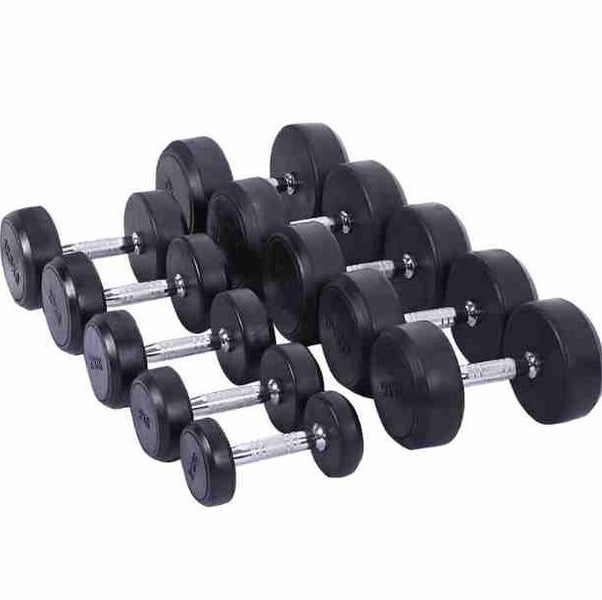 2 x 10kg Rubber Round Dumbbells sets Carousel 4