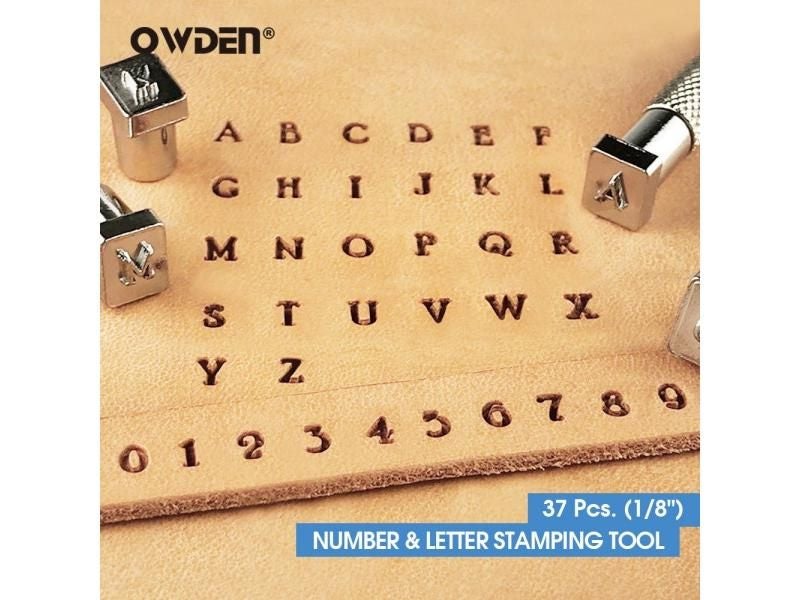 OWDEN 37Pcs 1/8" Leathercraft Alphabet Number Stamping Tool Set Metal Leather Carousel 1