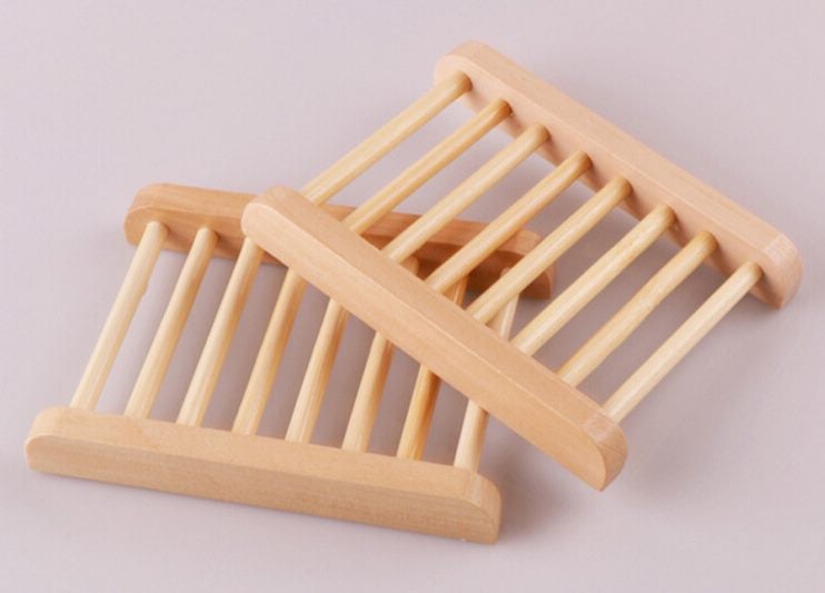 Natural Wooden Soap Tray Bathroom Kitchen Holder Dish Box Rack Carousel 2