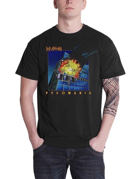 Def Leppard T Shirt Pyromania Album cover new Official Mens Black Carousel 1