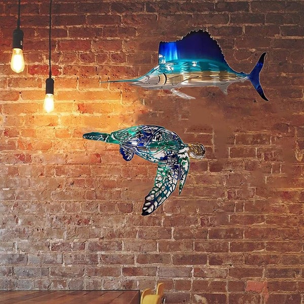 Marine Life Metal Wall Art DA©cor-Sea Turtle Carousel 2