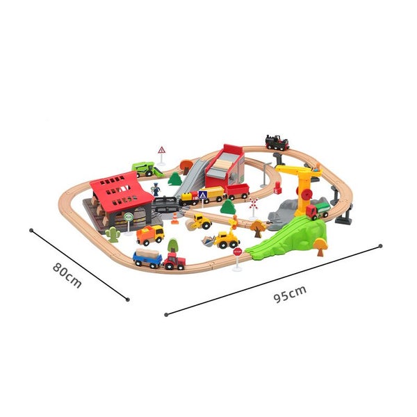 Wooden Train Tracks & Trains Construction Toys-Railway Station Carousel 2