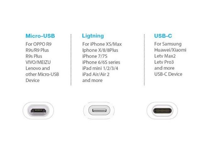 3 in 1 Charging Cable for Android iOS Type C Black Carousel 3