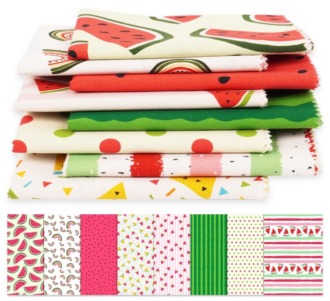 Soimoi 8 Pc Fat Quarter Bundle, Fruits Print 18"x 22" DIY Patchwork- 100% Carousel 1