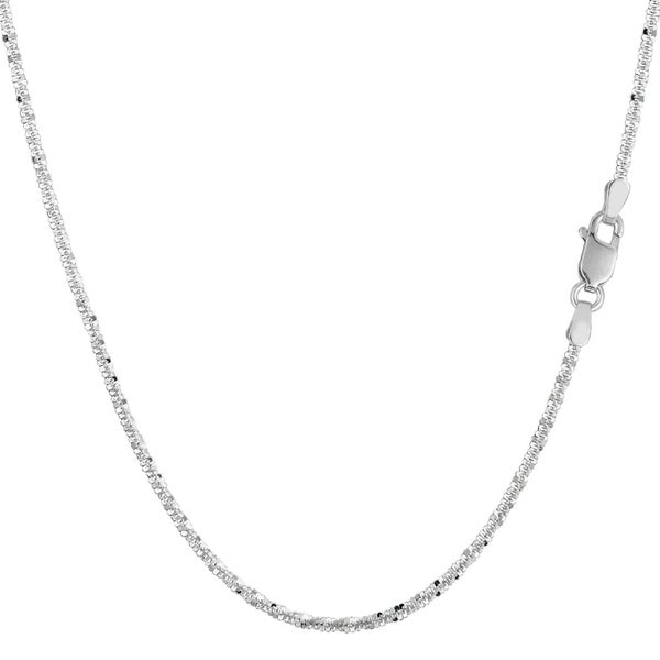10k White Gold Sparkle Chain Necklace, 1.5mm Carousel 1