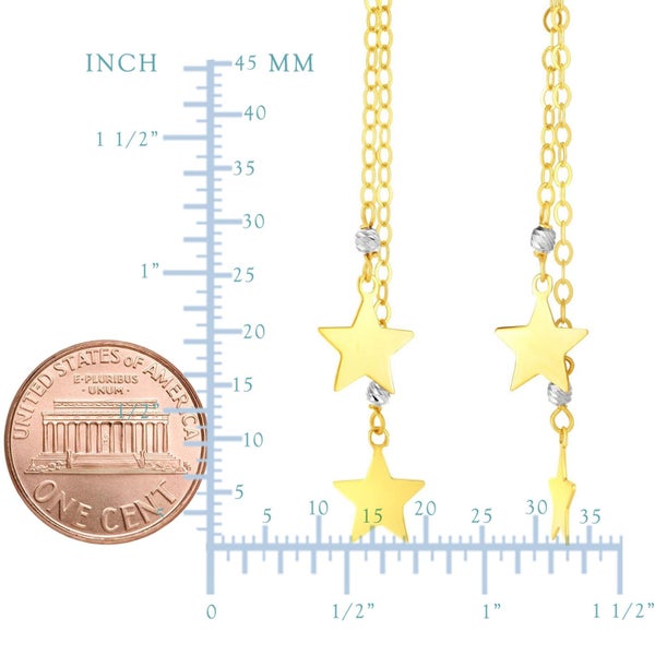 14K Yellow And White Gold Hanging Stars Drop Earrings Carousel 2