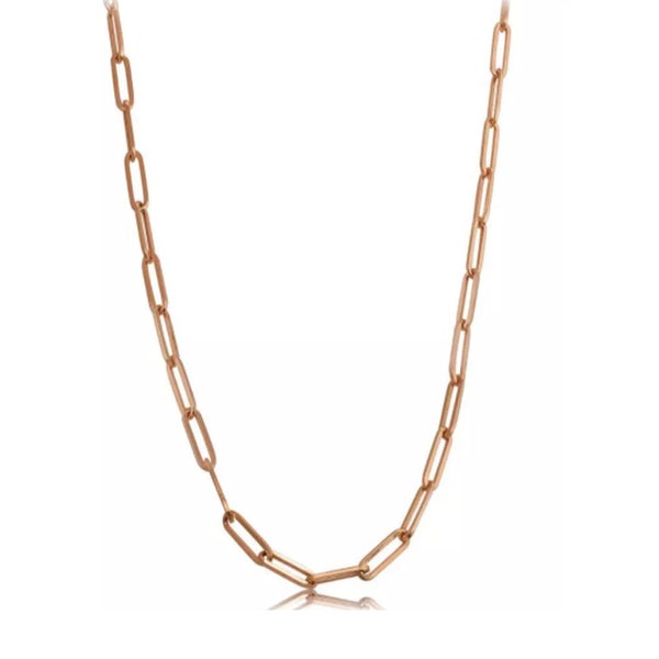 14k Rose Gold Paperclip Chain Necklace, 3mm Carousel 1