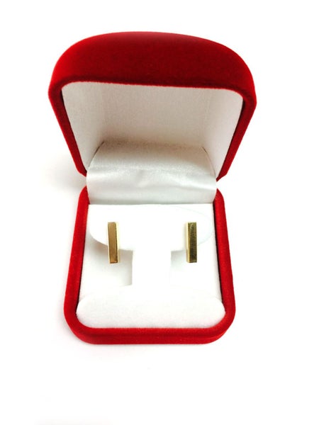 14K Gold Yellow Bar Square Tube Style Stud Earrings Carousel 4