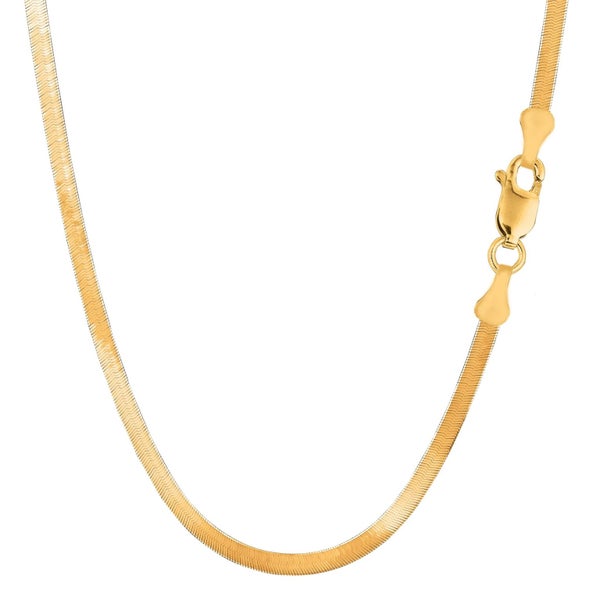 10k Yellow Solid Gold Imperial Herringbone Chain Necklace, 2.8mm Carousel 1