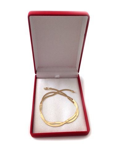 10k Yellow Solid Gold Imperial Herringbone Chain Necklace, 2.8mm Carousel 3