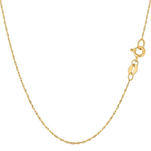 10k Yellow Gold Rope Chain Necklace, 0.5mm Carousel 1