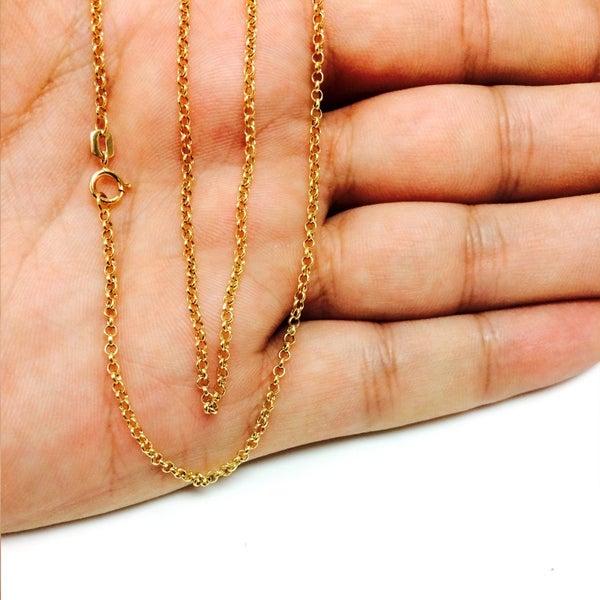 10k Yellow Gold Round Rolo Link Chain Necklace, 1.9mm Carousel 5