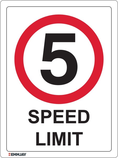 51 EMMJAY - ACM 300x225mm SPEED LIMIT 5km sign for stock yard shed Carousel 1