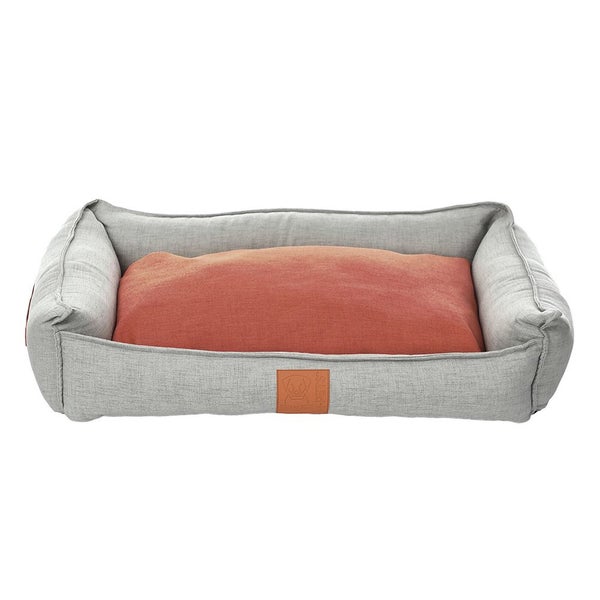 M-Pets Large 61 x 23 x 86 cm Moon Dog Pet Bed Orange Grey Anti Slip Soft Comfy Carousel 1