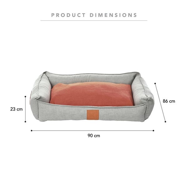 M-Pets Large 61 x 23 x 86 cm Moon Dog Pet Bed Orange Grey Anti Slip Soft Comfy Carousel 2