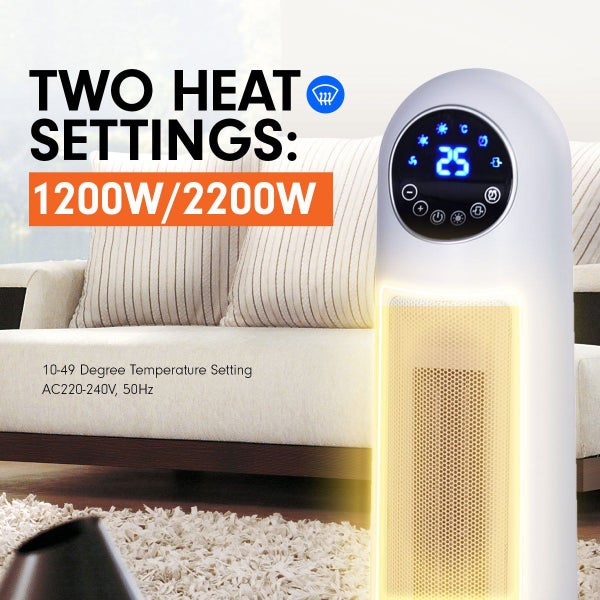 Pronti Electric Tower Heater 2200W Remote Control - White Carousel 4