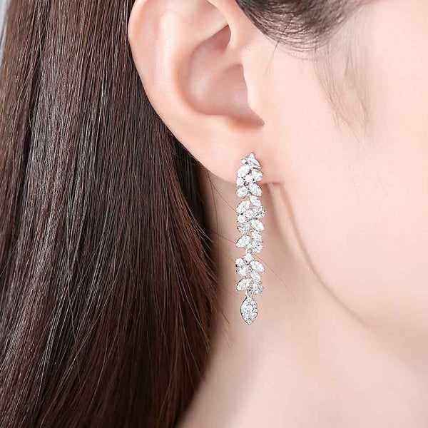 18K White Gold Chandelier Crystal Bridal Earrings "Shivanna" Carousel 2
