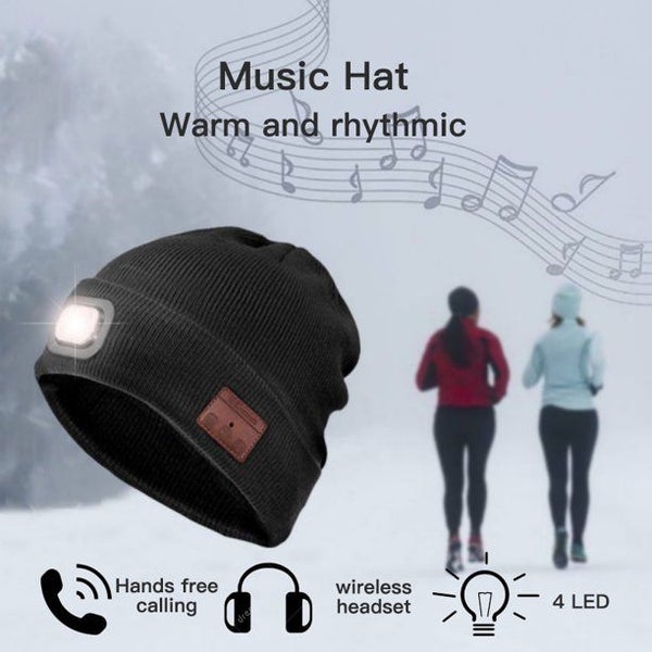 LED Beanie Music Hat with Light Unisex Musical Knitted Cap Rechargeable Beanie with Light Built-in Speakers ＆ Mic Stocking Stuffers Gifts for Men Wom - 4