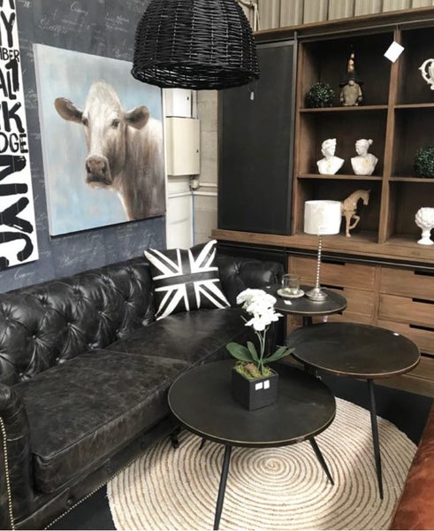 Top Grain Leather Chesterfiel 2 Seat Sofa Black Carousel 1