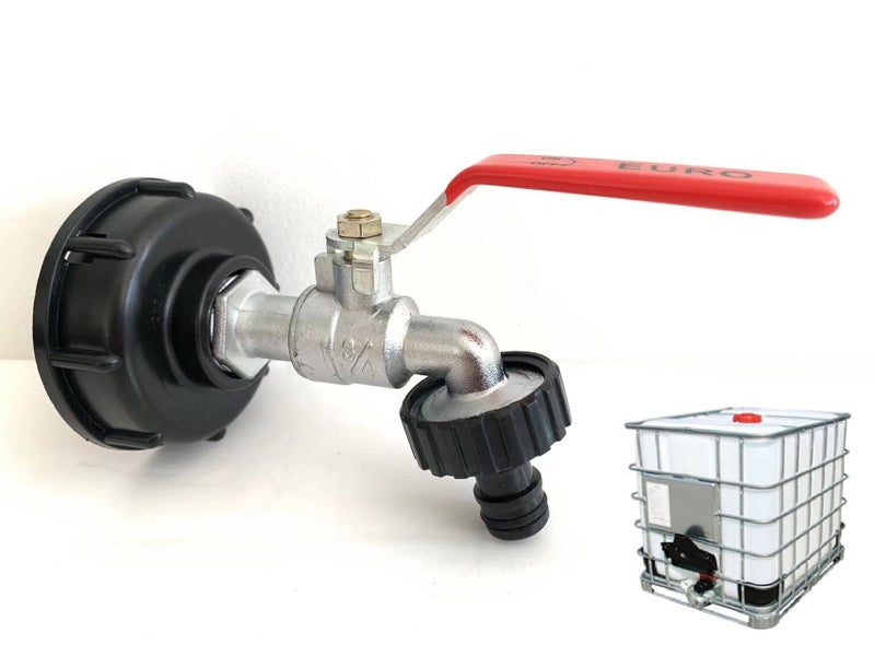 IBC Tank Adapter Alloy Tap / Garden Water Tank Dispenser Tap & Bonus Thread Tape Carousel 1
