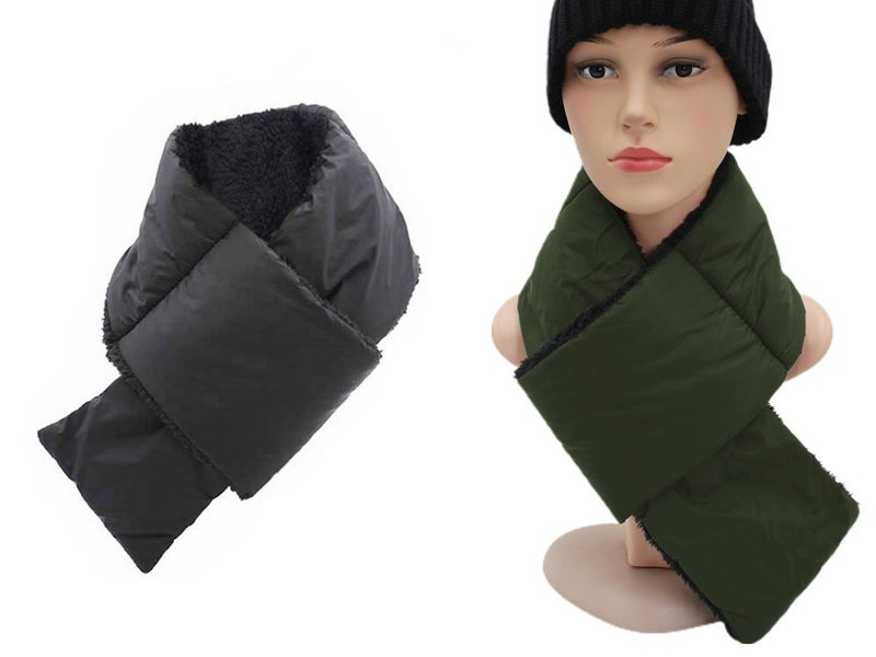 2X Unisex Scarf Neck Wraps with Mobile Phone Storage Bag Grey Green Carousel 1
