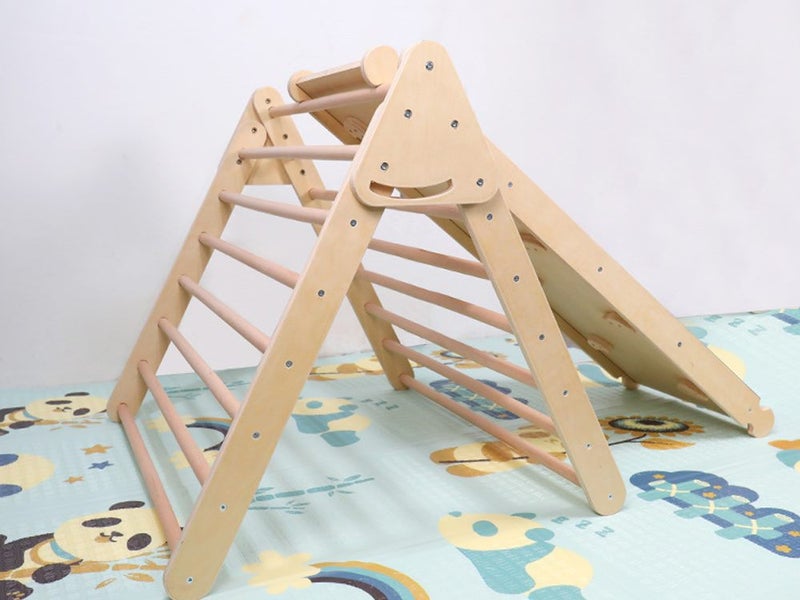 Pikler Triangle Frame with Ramp and Slide Carousel 2