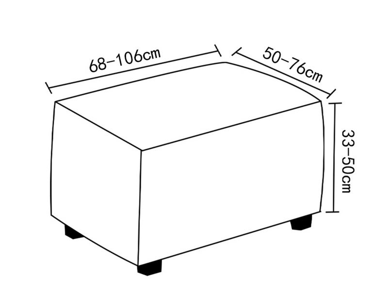 2X Rectangular Ottoman Stool Cushion Cover Foot Stool Cover Grey Carousel 3