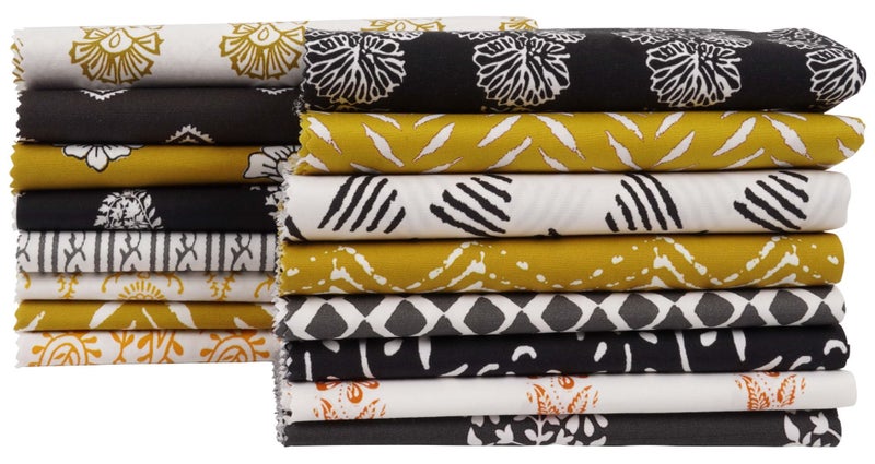 Soimoi 16 Pc Fat Quarter Bundle, Asian Block Print 18"x 22" DIY Patchwork- 100% Carousel 2