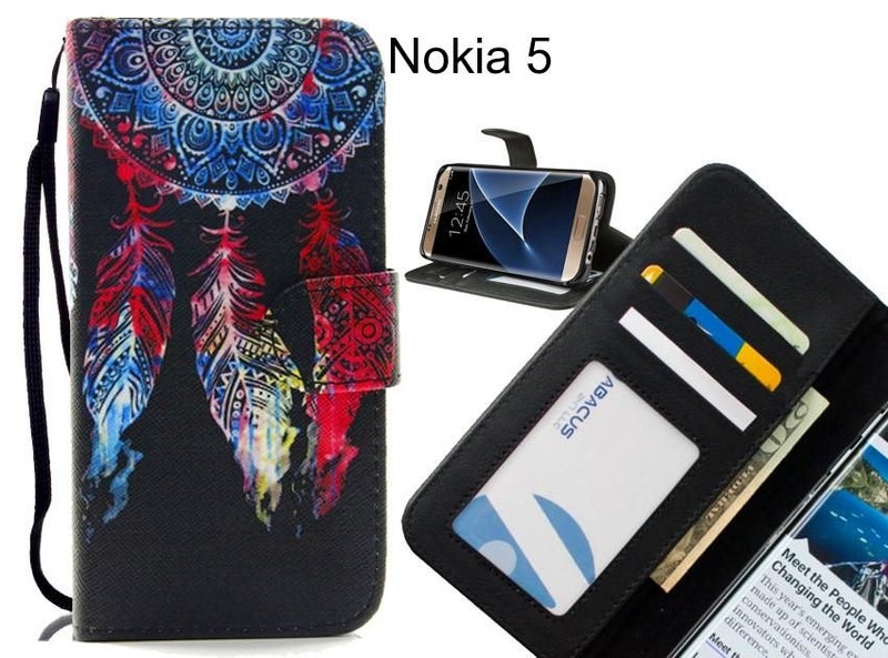 Nokia 5 case 3 card leather wallet case printed ID Carousel 1
