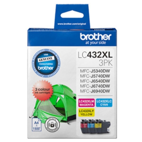 Brother LC432XL3PKS 3-Pack High Yield Ink Cartridge (C/M/Y) Carousel 1