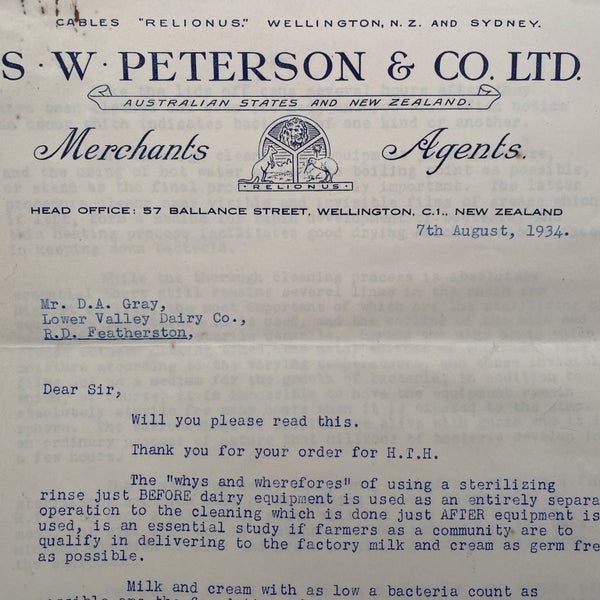 OLD LETTERHEAD: S.W. Peterson & Co. - Merchant Agents, Wellington 1934 Carousel 1