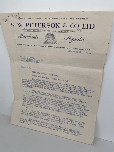 OLD LETTERHEAD: S.W. Peterson & Co. - Merchant Agents, Wellington 1934 Carousel 2