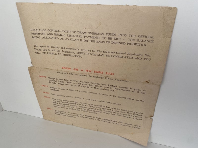 OLD DOCUMENT: Certificate for Export of Money or Securities 1971 Carousel 3