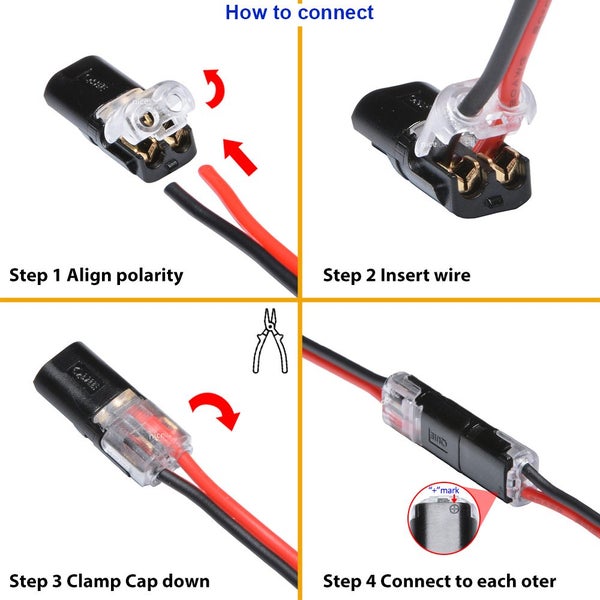 10pcs 2pin Pluggable Wire Connector Quick Splice Electrical Cable Crimp Terminal Carousel 2
