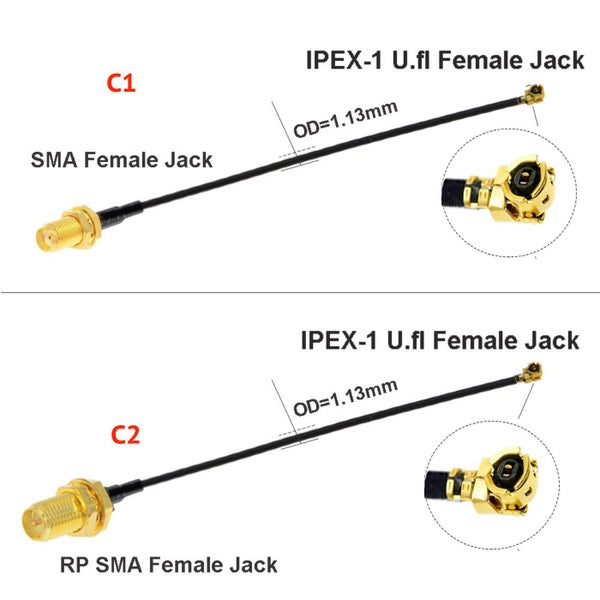IPEX Cable SMA Female to uFL/u.FL/IPX/IPEX-1 IPEX 1 Male Plug WIFI Antenna 1.13 Carousel 1